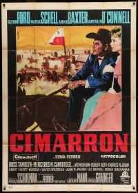 6w752 CIMARRON Italian 1p '60 Anthony Mann, different art of Glenn Ford & Maria Schell by Nistri!