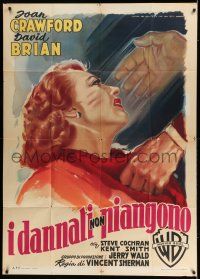 6w760 DAMNED DON'T CRY Italian 1p '50 different Martinati art of Joan Crawford getting slapped!