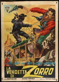 6w777 EL JINETE SOLITARIO Italian 1p '60s cool Stefano art of Zorro-like hero rescuing girl!