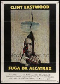 6w780 ESCAPE FROM ALCATRAZ Italian 1p '79 cool artwork of Clint Eastwood busting out by Lettick!