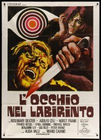 6w783 EYE IN THE LABYRINTH Italian 1p '71 Adolfo Celi, wild giallo art by Sandro Symeoni!
