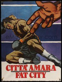 6w786 FAT CITY Italian 1p '73 John Huston, wonderful completely different boxing art by Symeoni!