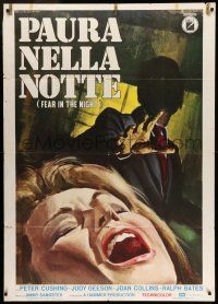 6w789 FEAR IN THE NIGHT Italian 1p '73 different Gasparri art of Judy Geeson screaming in terror!