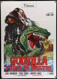 6w803 GODZILLA VS. THE SMOG MONSTER Italian 1p '72 Gojira tai Hedora, cool different monster art!