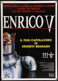 6w816 HENRY V Italian 1p '90 cool art of star/director Kenneth Branagh in suit of armor!