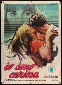 6w826 I AM CURIOUS YELLOW Italian 1p '68 classic landmark early sex movie, different Cesselon art!