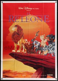 6w867 LION KING Italian 1p '94 Disney Africa cartoon, great image of all cast on Pride Rock!