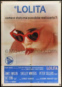 6w869 LOLITA Italian 1p '62 Stanley Kubrick, sexy Sue Lyon with heart sunglasses & lollipop!