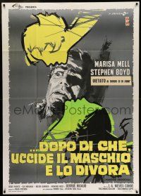 6w882 MARTA Italian 1p '71 cool Cesselon art of Marisa Mell in a dual role with Stephen Boyd!