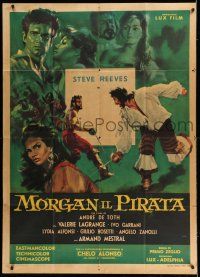 6w887 MORGAN THE PIRATE Italian 1p '61 Morgan il pirate, cool art of swashbuckler Steve Reeves!