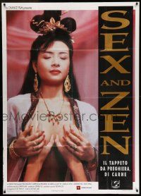 6w938 SEX & ZEN Italian 1p '91 close up of hands grabbing sexy topless Asian woman!