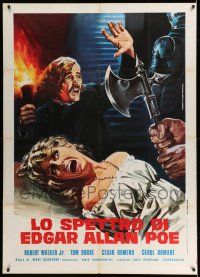 6w951 SPECTRE OF EDGAR ALLAN POE Italian 1p '74 Piovano art of Robert Walker & girl about to die!