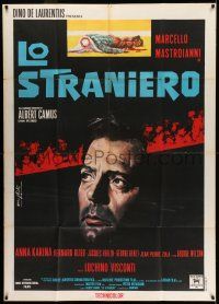 6w956 STRANGER Italian 1p '68 Visconti's Lo Straniero, art of Marcello Mastroianni by Nistri!