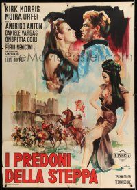 6w970 TERROR OF THE STEPPES Italian 1p '64 art of Kirk Morris & sexy Moira Orfei by S. Oludo!
