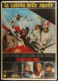 6w031 BLUE MAX Italian 2p '66 art of WWI fighter pilot George Peppard in airplane by Enzo Nistri!