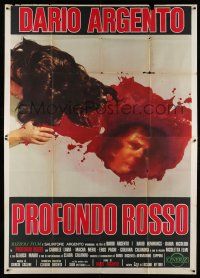 6w044 DEEP RED Italian 2p '75 Dario Argento, gruesome art of killer reflection in pool of blood!