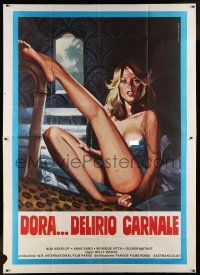 6w048 DORA DELIRIO CARNALE Italian 2p '70s super sexy Piovano artwork of nearly naked girl!