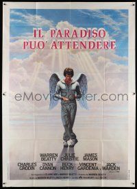 6w067 HEAVEN CAN WAIT Italian 2p '78 Lettick art of angel Warren Beatty wearing sweats, football!