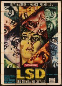 6w081 LSD FLESH OF DEVIL Italian 2p '67 cool different psychedelic kaleidoscope art by Morini!