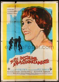 6w108 SOUND OF MUSIC Italian 2p '65 different art of smiling Julie Andrews by Enzo Nistri!