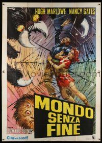 6w120 WORLD WITHOUT END Italian 2p R60s different Ciriello art of man & woman in giant spider web!