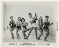 6x076 BLUE HAWAII 8x10.25 still '61 Elvis Presley playing ukulele with five sexy beach babes!