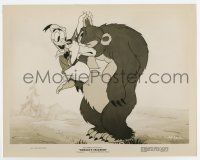 6x176 DONALD'S VACATION 8x10.25 still '40 Disney, wacky image of Donald Duck joking with huge bear!