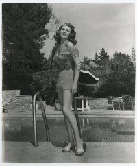 6x578 RITA HAYWORTH 7.5x9 still '52 full-length in sexy outfit standing by swimming pool!