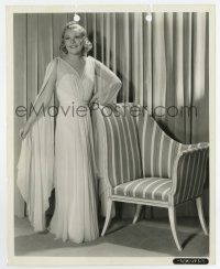6x640 SONJA HENIE 8x10 still '37 standing in lacy gown by cool unusual deco chair!