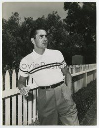 6x720 TYRONE POWER 8x10.25 still '49 standing by the picket fence of his new California home!