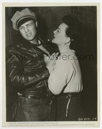 6x754 WILD ONE 8x10.25 still '54 Yvonne Doughty as Britches gets angry with biker Marlon Brando!