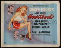 6y207 HEARTBEAT English 1/2sh '46 great full length art of super sexy Ginger Rogers showing legs!