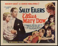 6y015 ALIAS MARY DOW 1/2sh '35 Ray Milland, pretty Sally Eilers, dance hall doll or society deb!