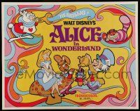 6y016 ALICE IN WONDERLAND 1/2sh R74 Walt Disney Lewis Carroll classic, cool psychedelic art!