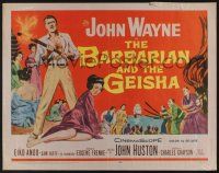 6y032 BARBARIAN & THE GEISHA 1/2sh '58 John Huston, art of John Wayne with torch & Eiko Ando!
