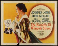6y033 BARRETTS OF WIMPOLE STREET style A 1/2sh '57 Jennifer Jones as Elizabeth Browning!