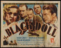 6y046 BLACK DOLL 1/2sh '37 Nan Grey, Donald Woods, a Crime Club production, cool artwork!