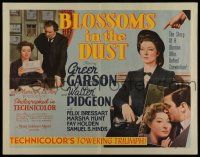 6y051 BLOSSOMS IN THE DUST 1/2sh '41 romantic c/u of Greer Garson & Walter Pidgeon!