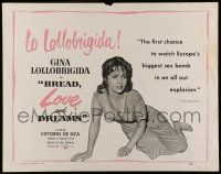 6y056 BREAD, LOVE & DREAMS 1/2sh '54 sexy Italian Gina Lollobrigida & Vittorio De Sica!