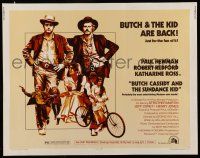 6y065 BUTCH CASSIDY & THE SUNDANCE KID 1/2sh R73 Paul Newman, Robert Redford, back for the fun of it