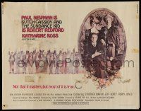 6y066 BUTCH CASSIDY & THE SUNDANCE KID int'l 1/2sh '69 Paul Newman, Robert Redford, Katharine Ross!