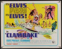 6y085 CLAMBAKE 1/2sh '67 McGinnis art of Elvis Presley in speed boat w/sexy babes, rock & roll!