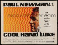 6y094 COOL HAND LUKE 1/2sh '67 Paul Newman prison escape classic, cool art by James Bama!