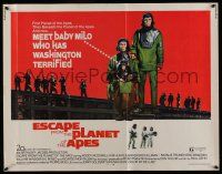 6y139 ESCAPE FROM THE PLANET OF THE APES 1/2sh '71 meet Baby Milo who has Washington terrified!