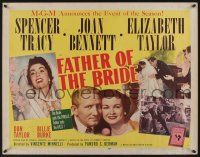 6y151 FATHER OF THE BRIDE style A 1/2sh '50 Liz Taylor in wedding gown & broke Spencer Tracy!