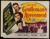 6y179 GENTLEMAN'S AGREEMENT 1/2sh R53 Elia Kazan, Gregory Peck, Dorothy McGuire, John Garfield