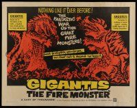 6y186 GIGANTIS THE FIRE MONSTER 1/2sh '59 cool art of Godzilla breathing flames at Angurus!