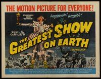 6y200 GREATEST SHOW ON EARTH 1/2sh R60 DeMille circus classic, Charlton Heston, James Stewart!
