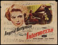 6y231 INTERMEZZO style A 1/2sh R47 Ingrid Bergman headshot + at piano with Leslie Howard!