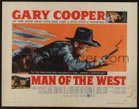 6y274 MAN OF THE WEST style B 1/2sh '58 Anthony Mann, cowboy Gary Cooper is the man of fast draw!